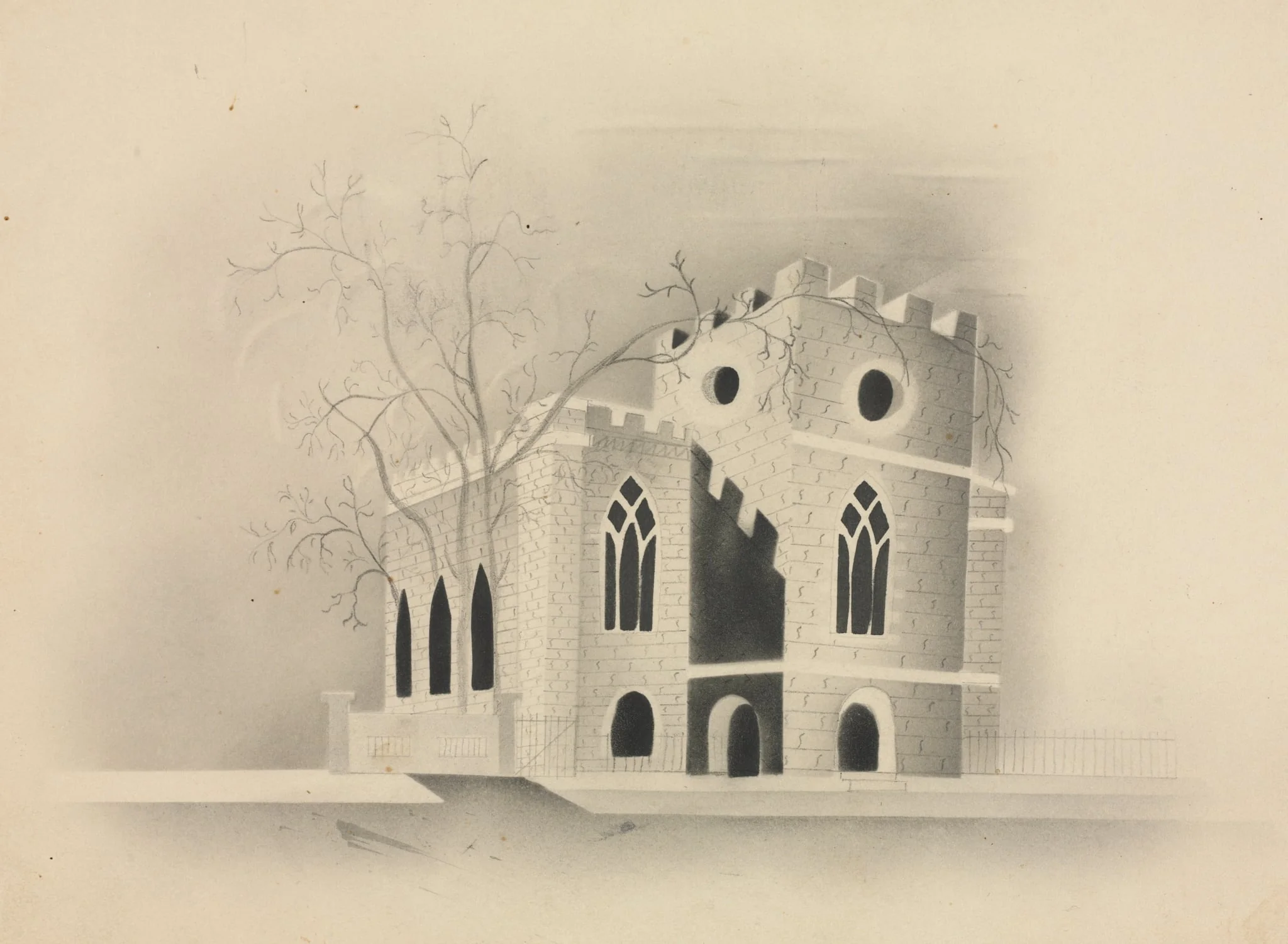A Gothic Church by Moonlight, detail