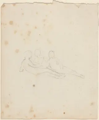 Three Reclining Female Figures, by John Flaxman, graphite, 1790