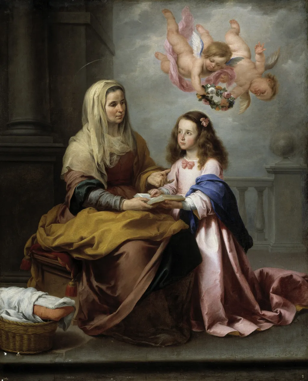 Saint Anne teaching the Virgin to read, by Bartolomé Esteban Murillo, oil, 1655