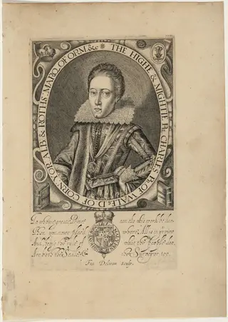 Charles I, as Prince of Wales, by Francis Delaram, ink, 1616
