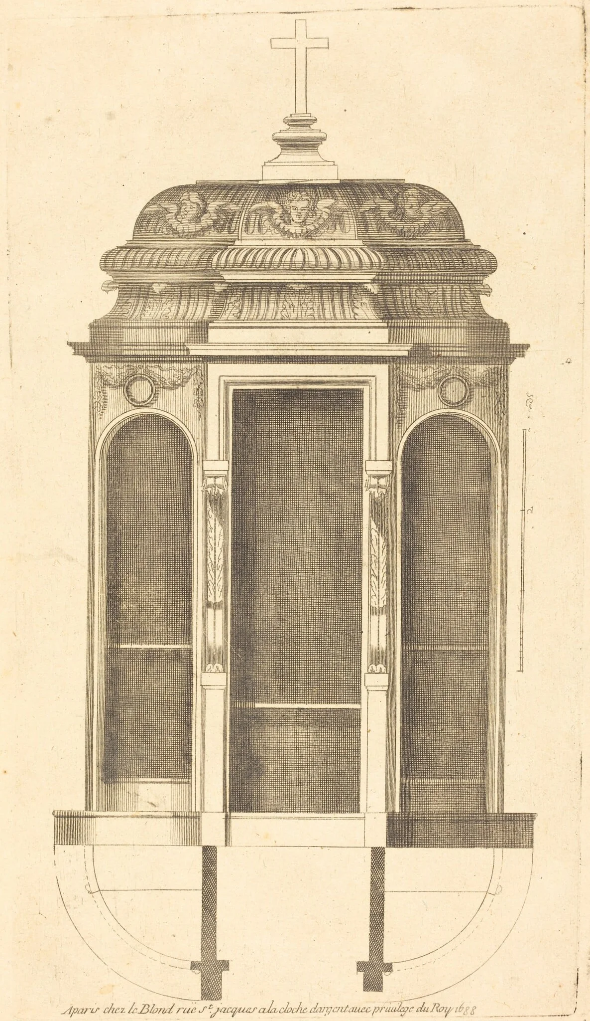 Plan et elevation des plus beaux confessionnaux de Paris, tres fidelemant mesure, detail