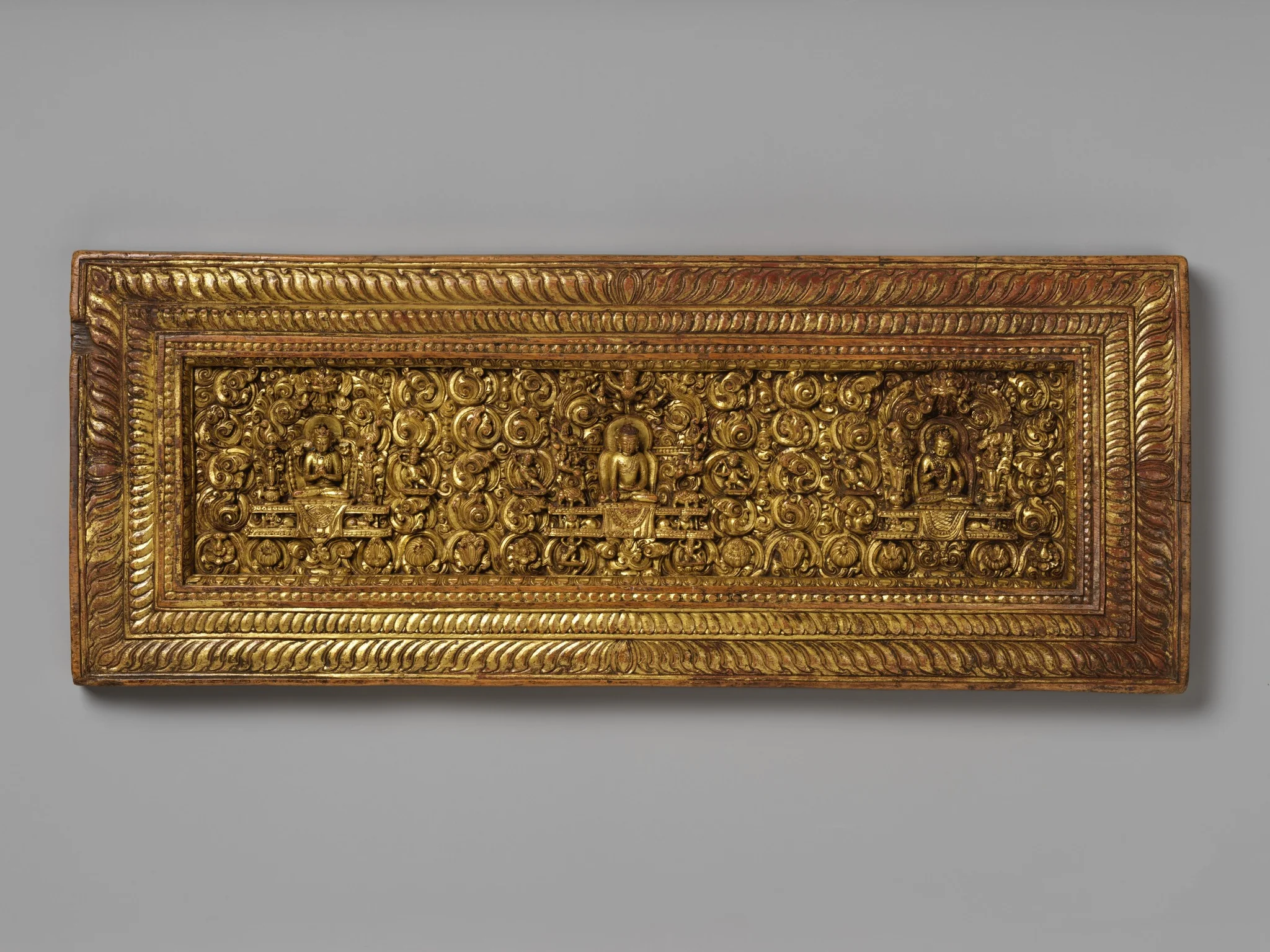 Manuscript Cover Interior with Mahasiddhas, Bodhisattvas, and Protectors, detail