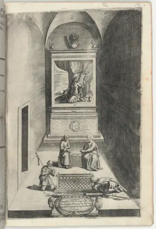 Interior of the Chapel of Mary Magdelene (Interno della cappella della Maddalena) [plate H], by Jacopo Ligozzi, ink, 1612