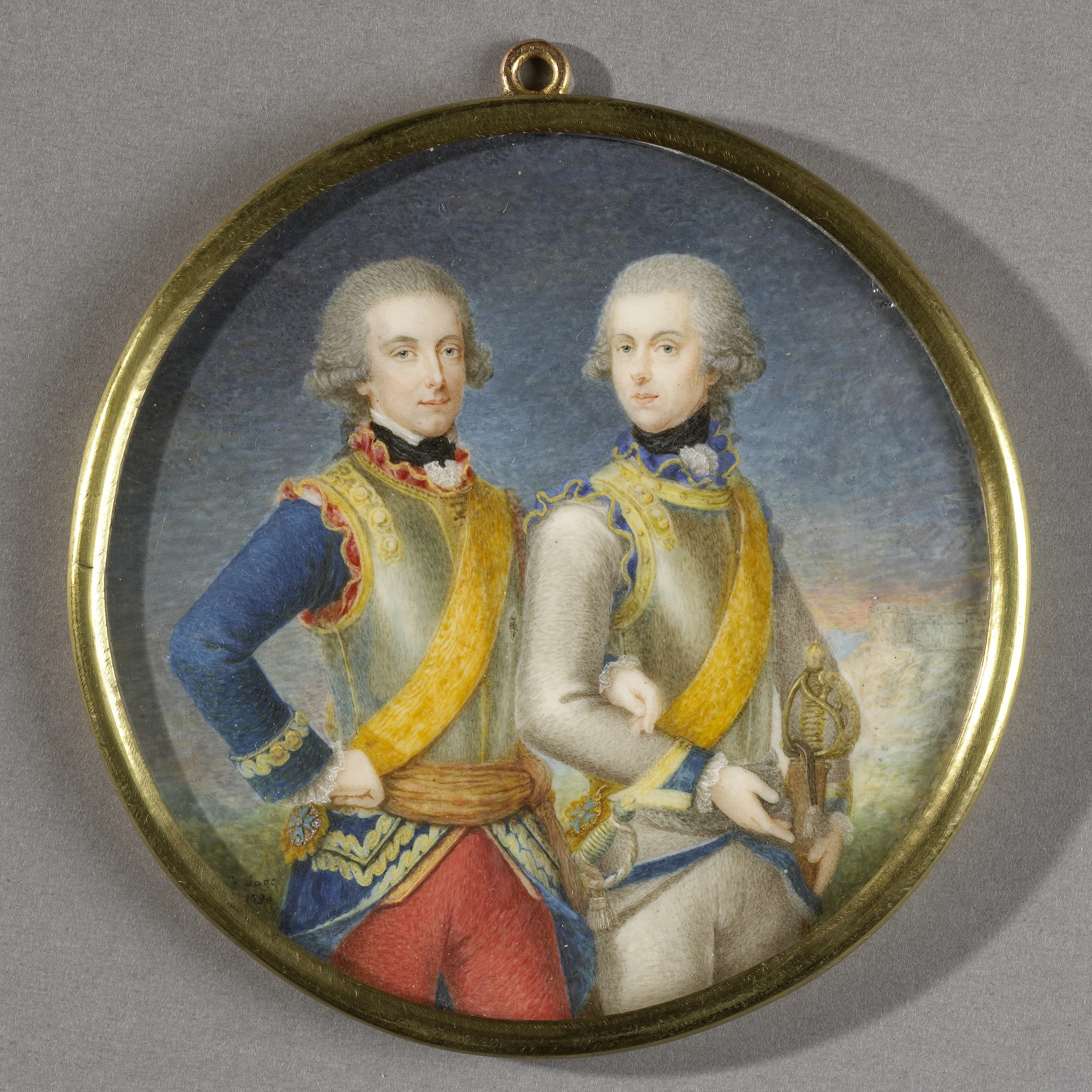 Double portrait of prince Willem I van Oranje- Nassau (1772-1843) and Ludwig Ferdinand van Pruisen (1772-1806), detail