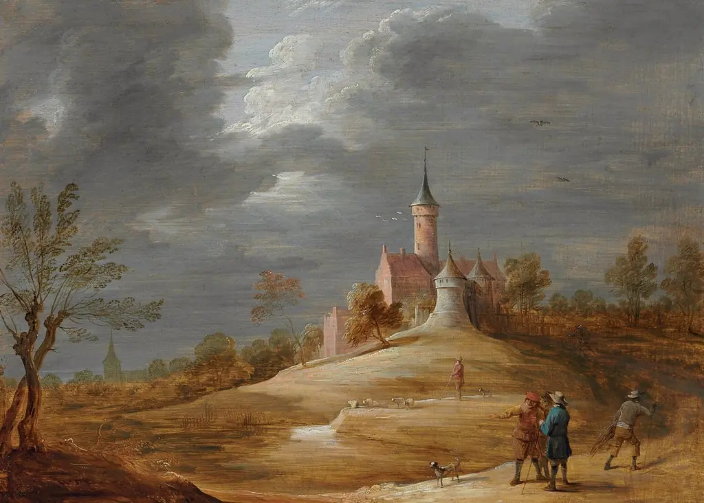 Figures in a landscape with a castle beyond, by David Teniers the Younger, oil, 1690