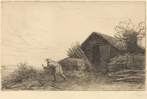 Along the Top of the Hill (Sur le haut de la colline), by Alphonse Legros, crayon, 1874