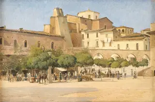 Torvet i Sulmona, by Edvard Petersen, oil, 1890