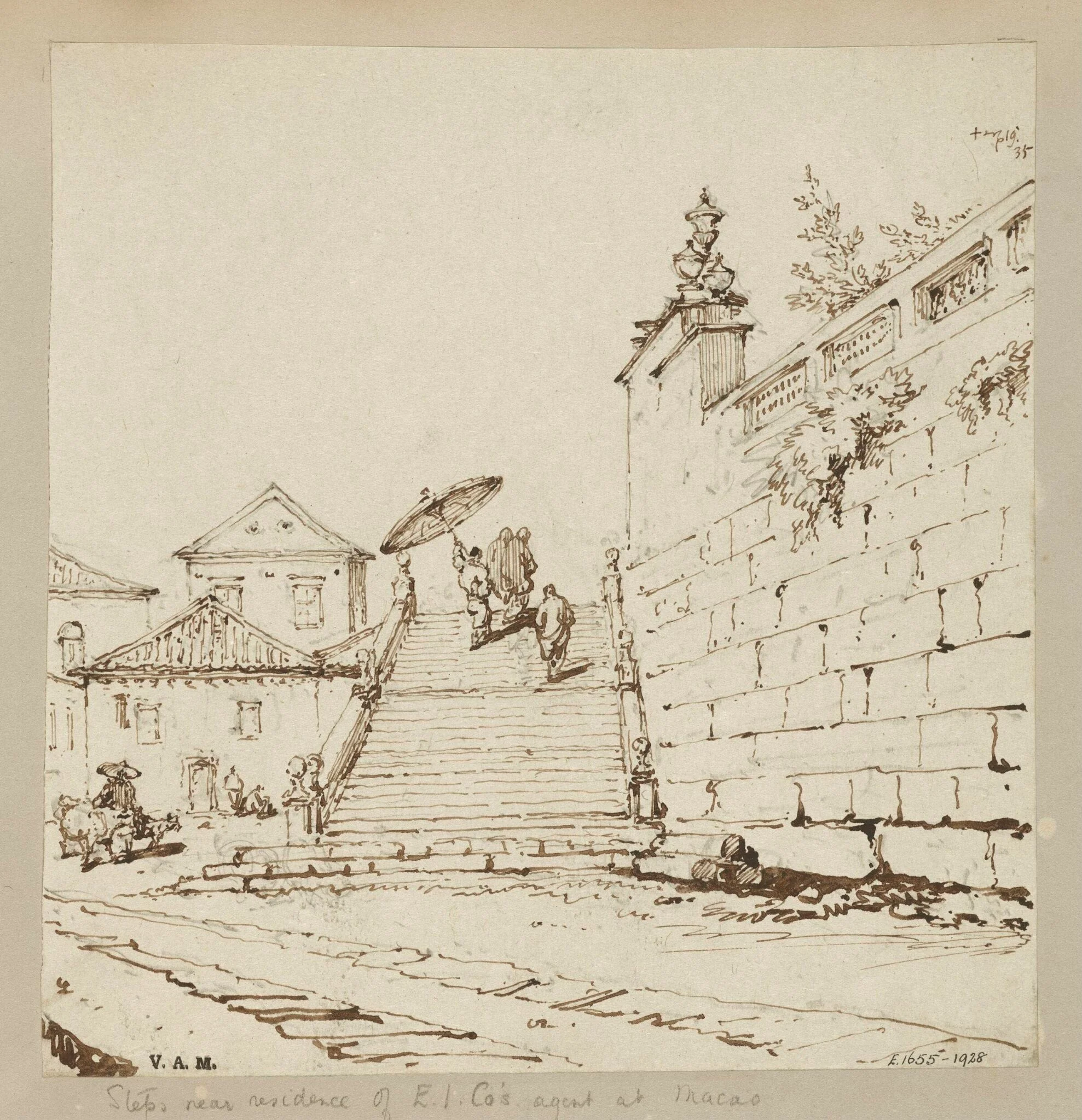 The steps and wall of S. Lourenço Church, Macau, detail