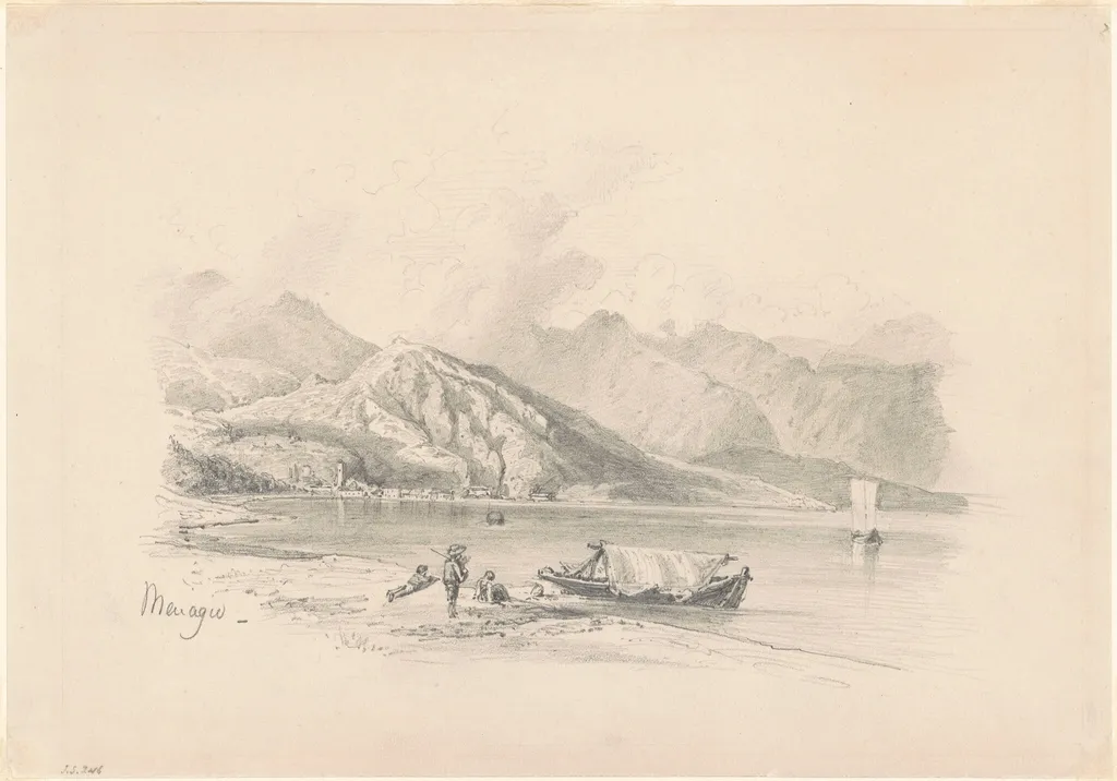 Lake Shore, Menaggio [recto], by John Singer Sargent, graphite, 1869