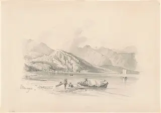 Lake Shore, Menaggio [recto], by John Singer Sargent, graphite, 1869
