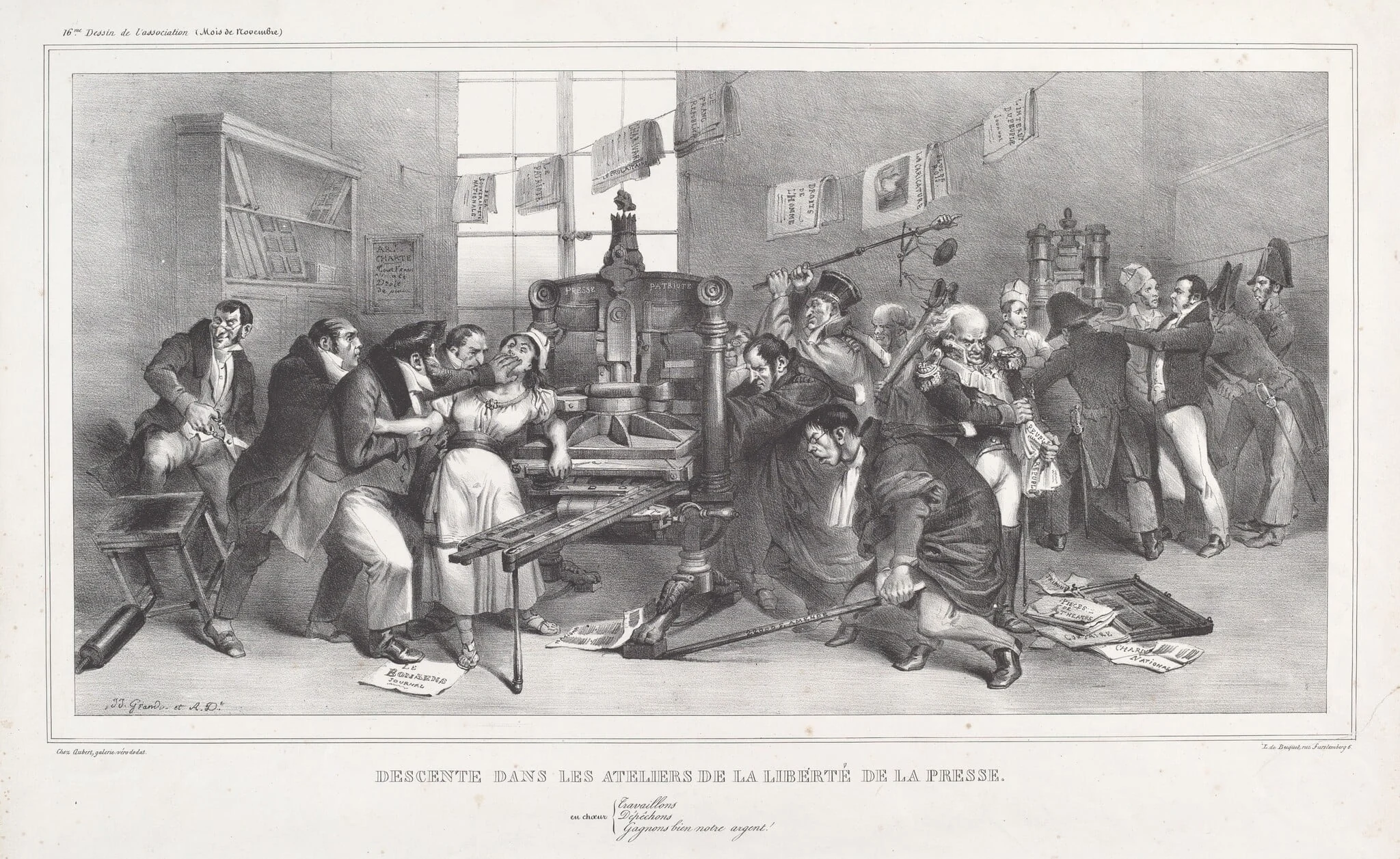 Descente dans les Ateliers de la Liberté de la presse (Raid on the Workshops of the Freedom of the Press), detail