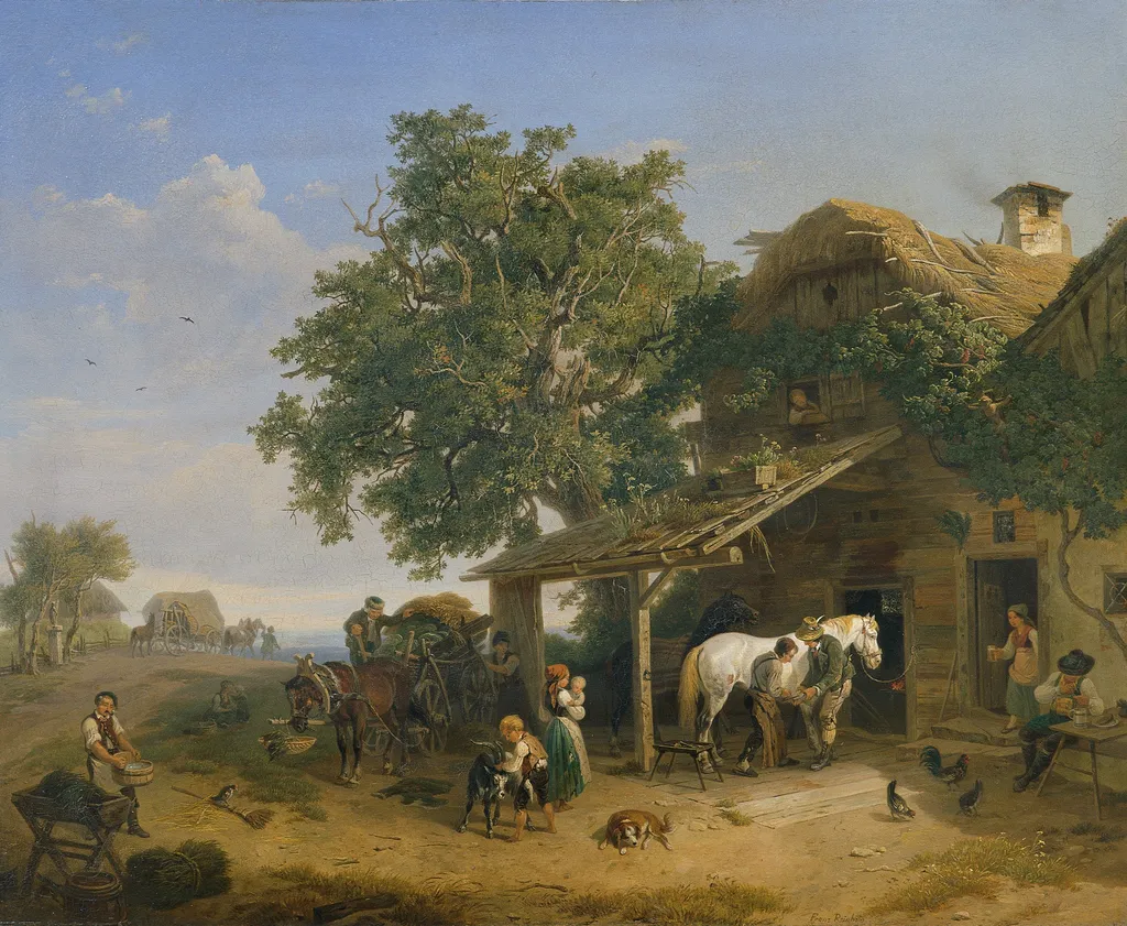 Die Schmiede an der Heeresstraße, by Franz Reinhold, oil, 1852
