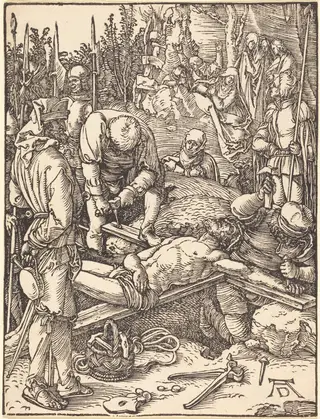 Christ Nailed to the Cross, by Albrecht Dürer, ink, 1510