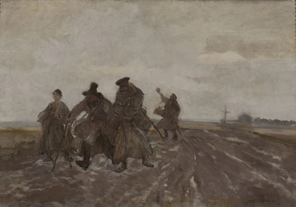 On the road, by Józef Chełmoński, oil, 1890