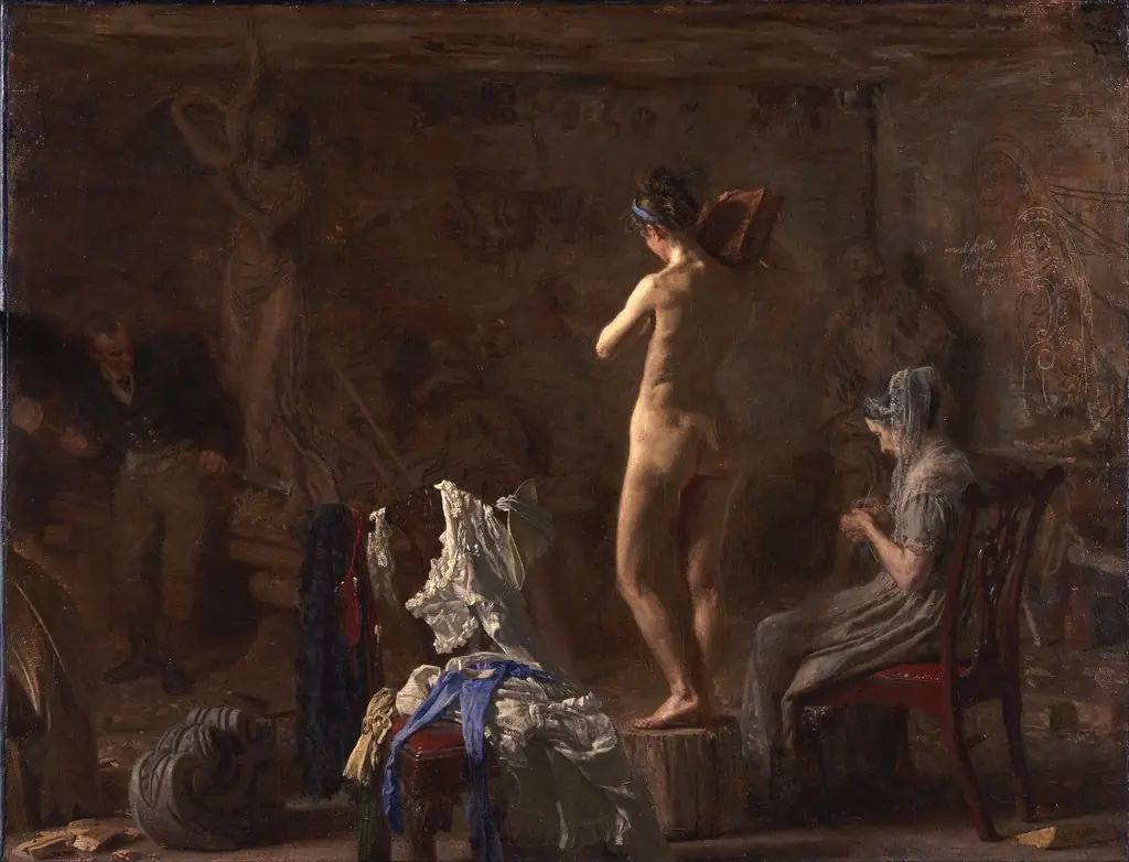 William Rush Carving His Allegorical Figure of the Schuylkill River, by Thomas Eakins, oil, 1888