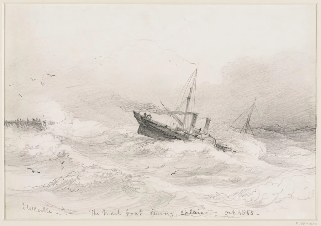 The mail boat leaving Calais, by Edward Cooke, 1855