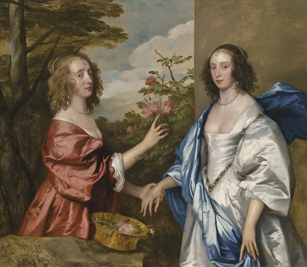 Double portrait of Anne, Countess of Manchester and her daughter Anne Cavendish, Lady Rich, by Anthony van Dyck, oil, 1639