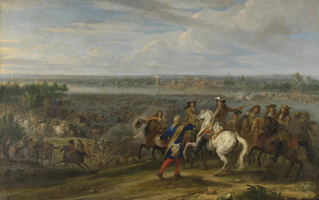 Louis XIV Crossing into the Netherlands at Lobith, by Adam Frans van der Meulen, oil