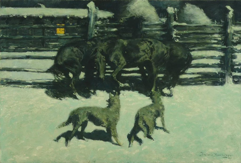 The Call for Help, by Frederic Remington, oil, 1908