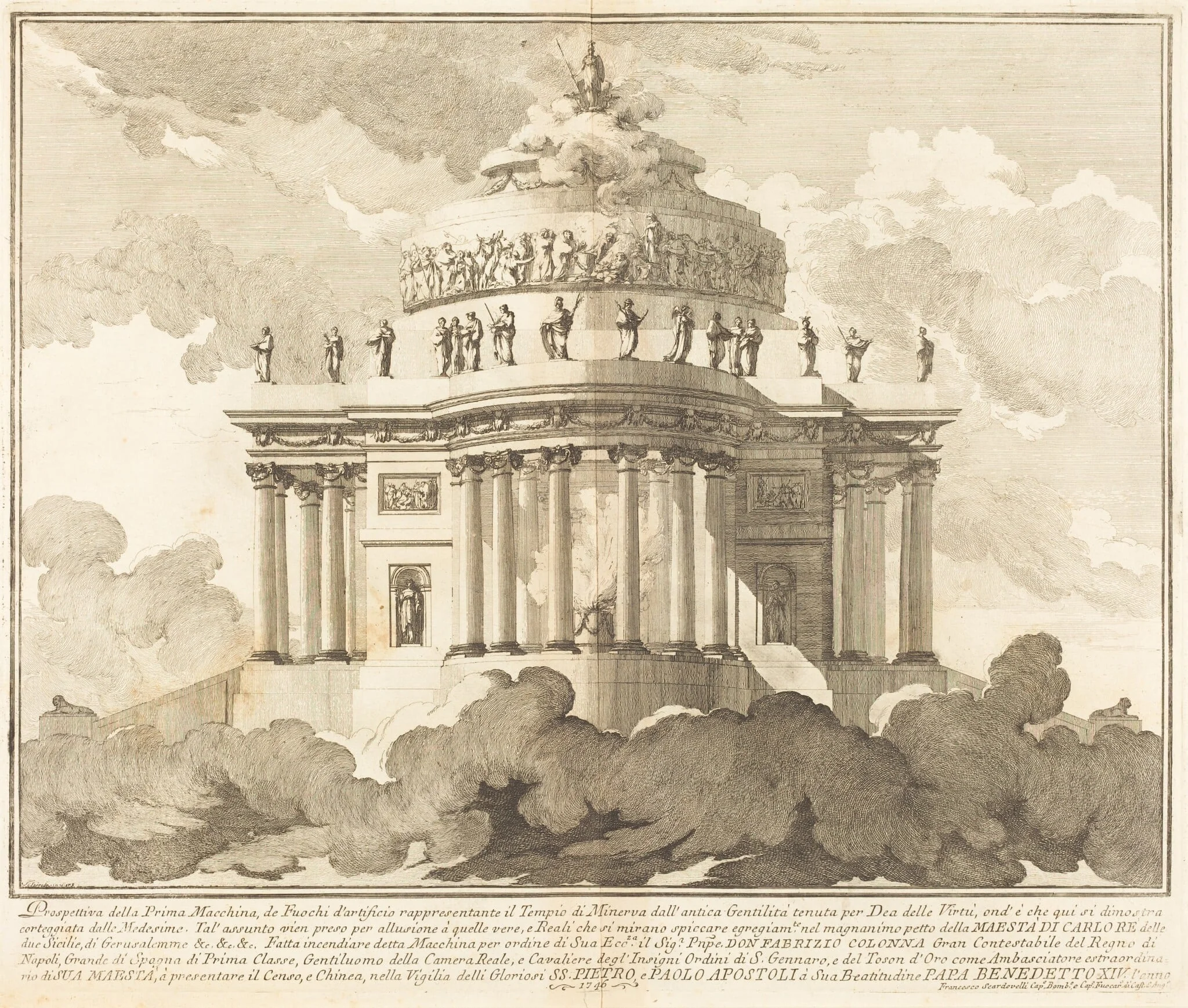 The Prima Macchina for the Chinea of 1746: The Temple of Minerva, detail