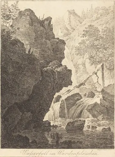 The Waterfall (Wasserfall im Werdenfelsischen), by Max Joseph Wagenbauer, ink, 1805