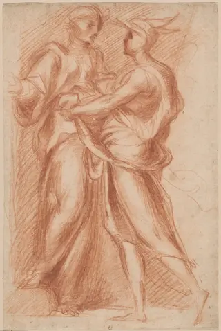Mercury and Aglauros, by Giovanni Battista Naldini, chalk, 1566