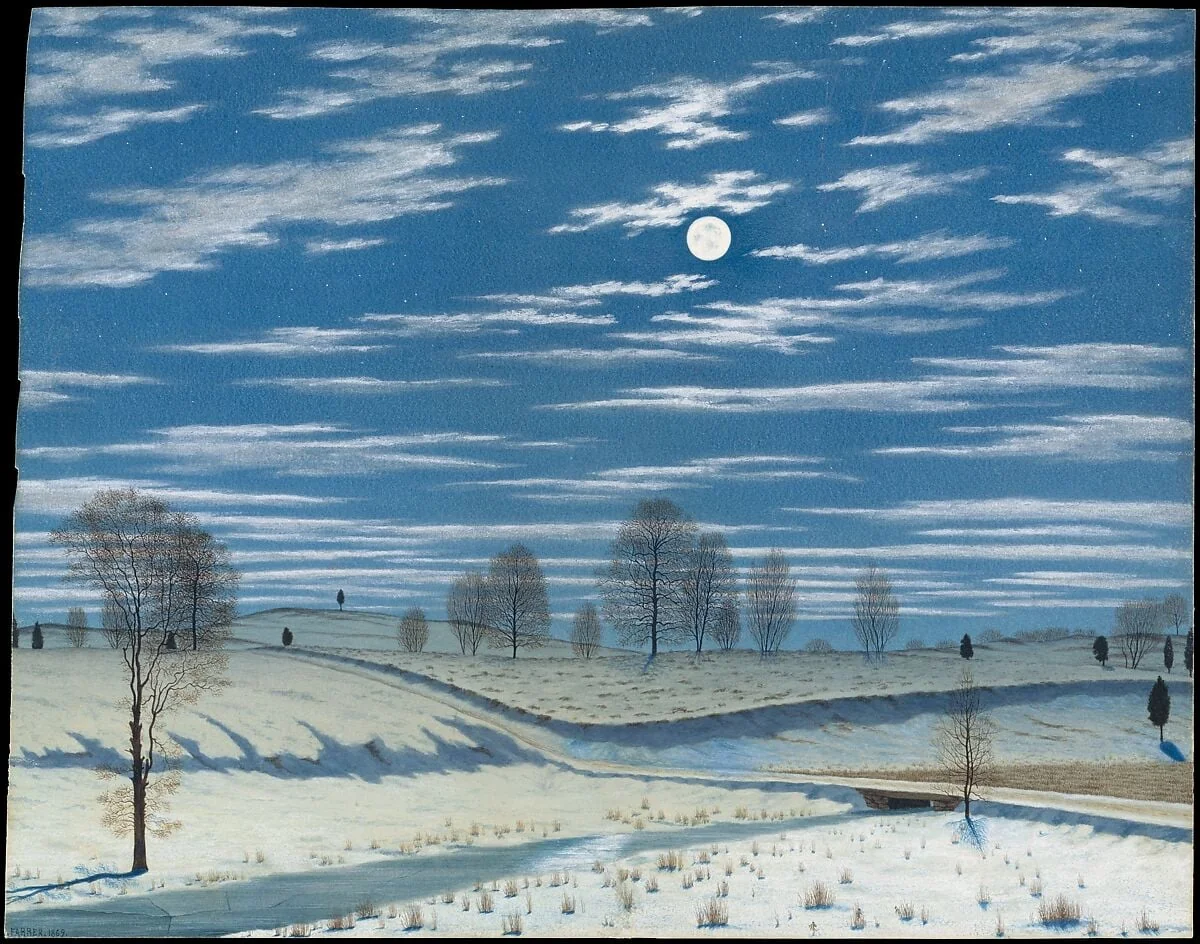 Winter Scene in Moonlight, detail