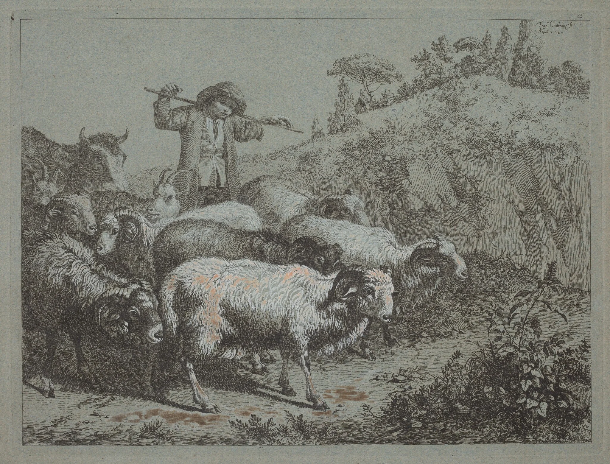 Shepherd with his Flock, detail
