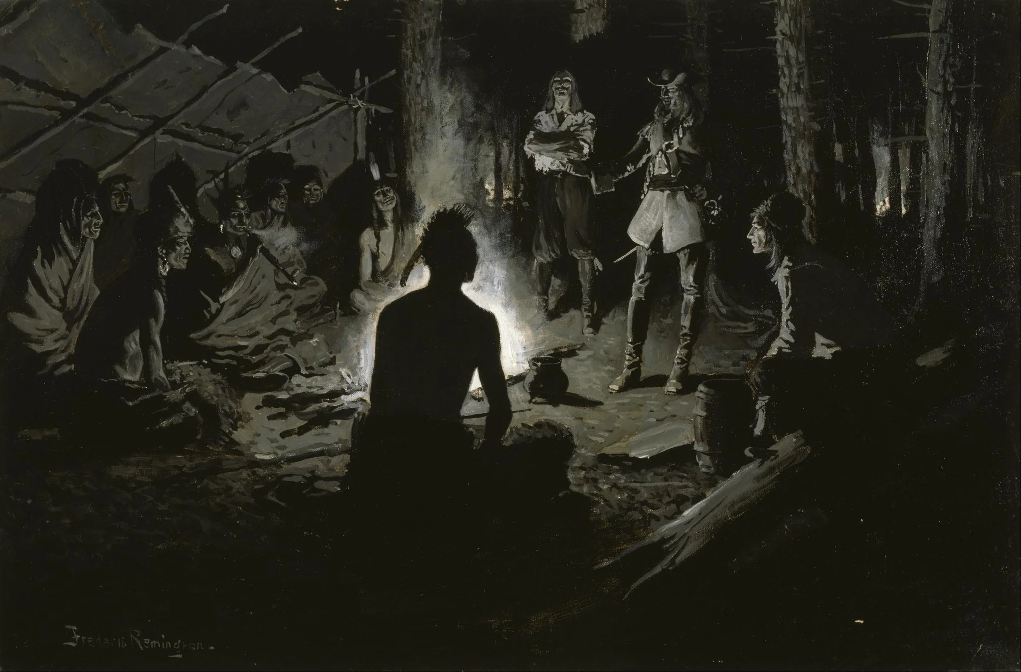 French Explorer's Council with the Indians, detail