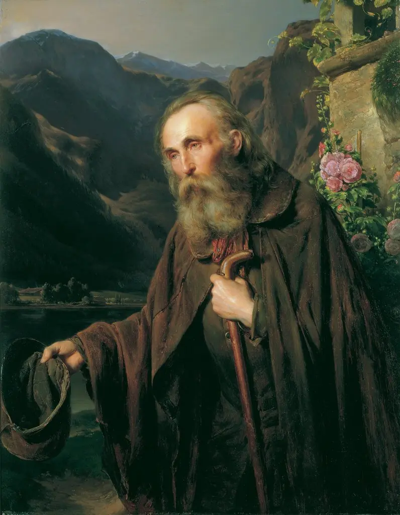 Ein alter Bettler, by Franz Eybl, oil, 1856