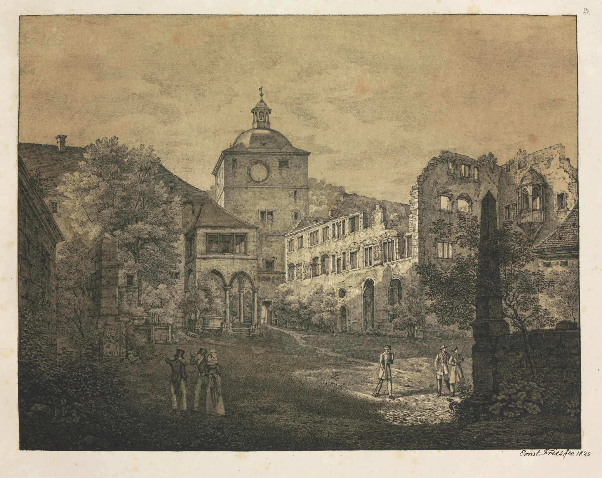 Six Views of Heidelberg Castle: Castle Terrace, detail