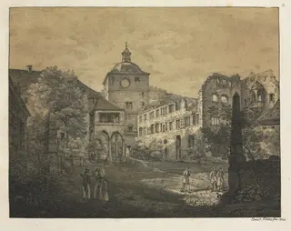 Six Views of Heidelberg Castle: Castle Terrace, by Ernst Fries, 1820