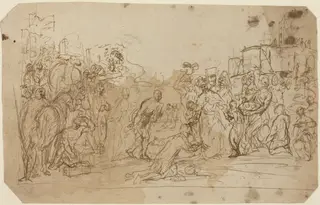 The Adoration of the Magi [recto], by Donato Creti, ink, 1710