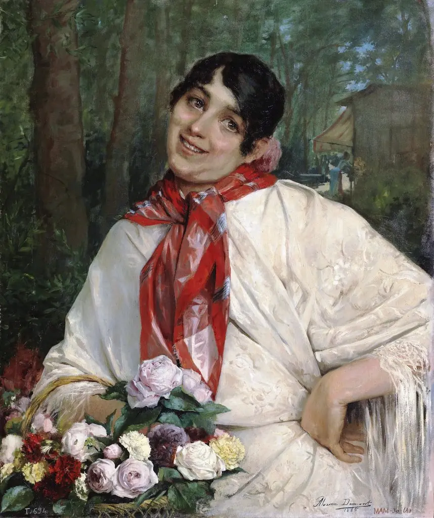 La florista, by César Álvarez Dumont, oil, 1893