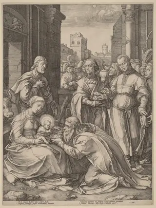 The  Adoration of the Magi, by Hendrick Goltzius, ink, 1594