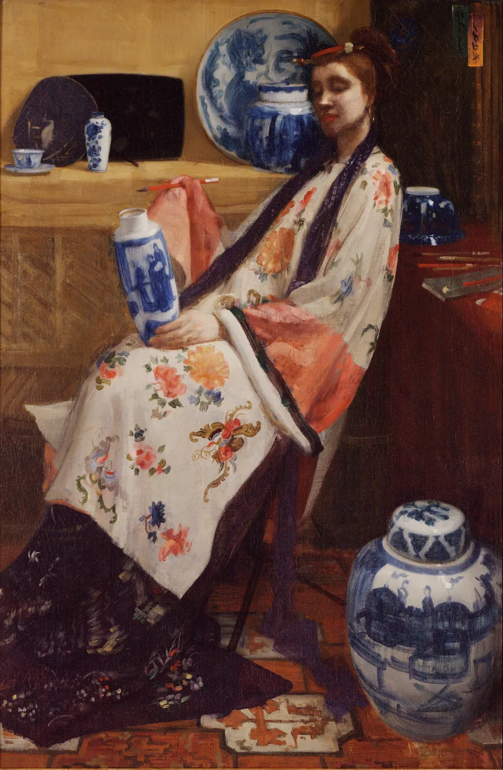 Purple and Rose: The Lange Leizen of the Six Marks, by James McNeill Whistler, oil, 1864