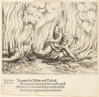 Nadab and Abihu, by Augustin Hirschvogel, ink, 1549