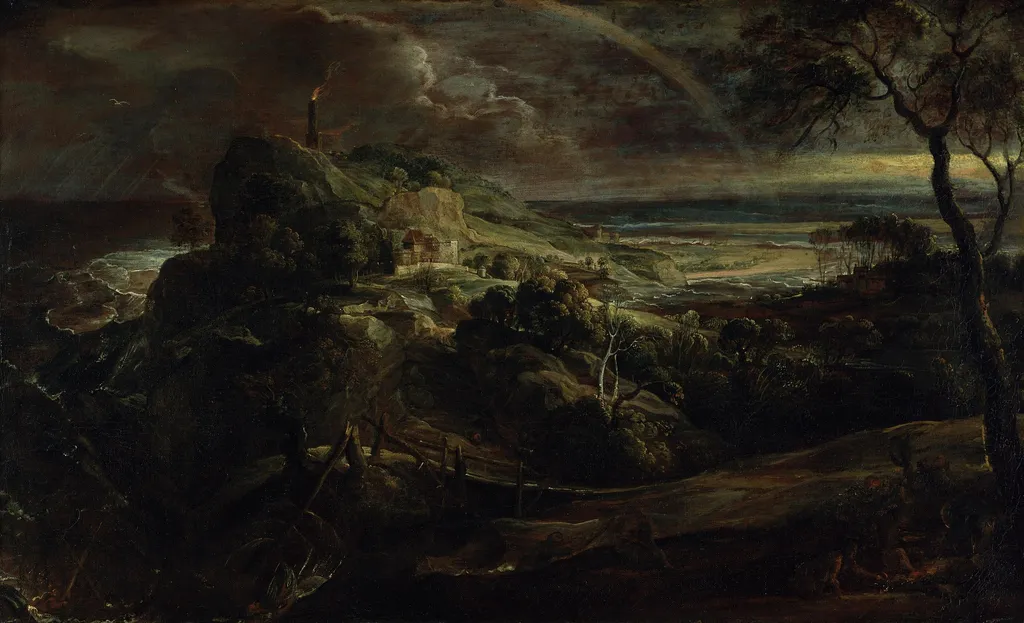 Landscape with the Shipwreck of Paul, by Peter Paul Rubens, oil, 1625