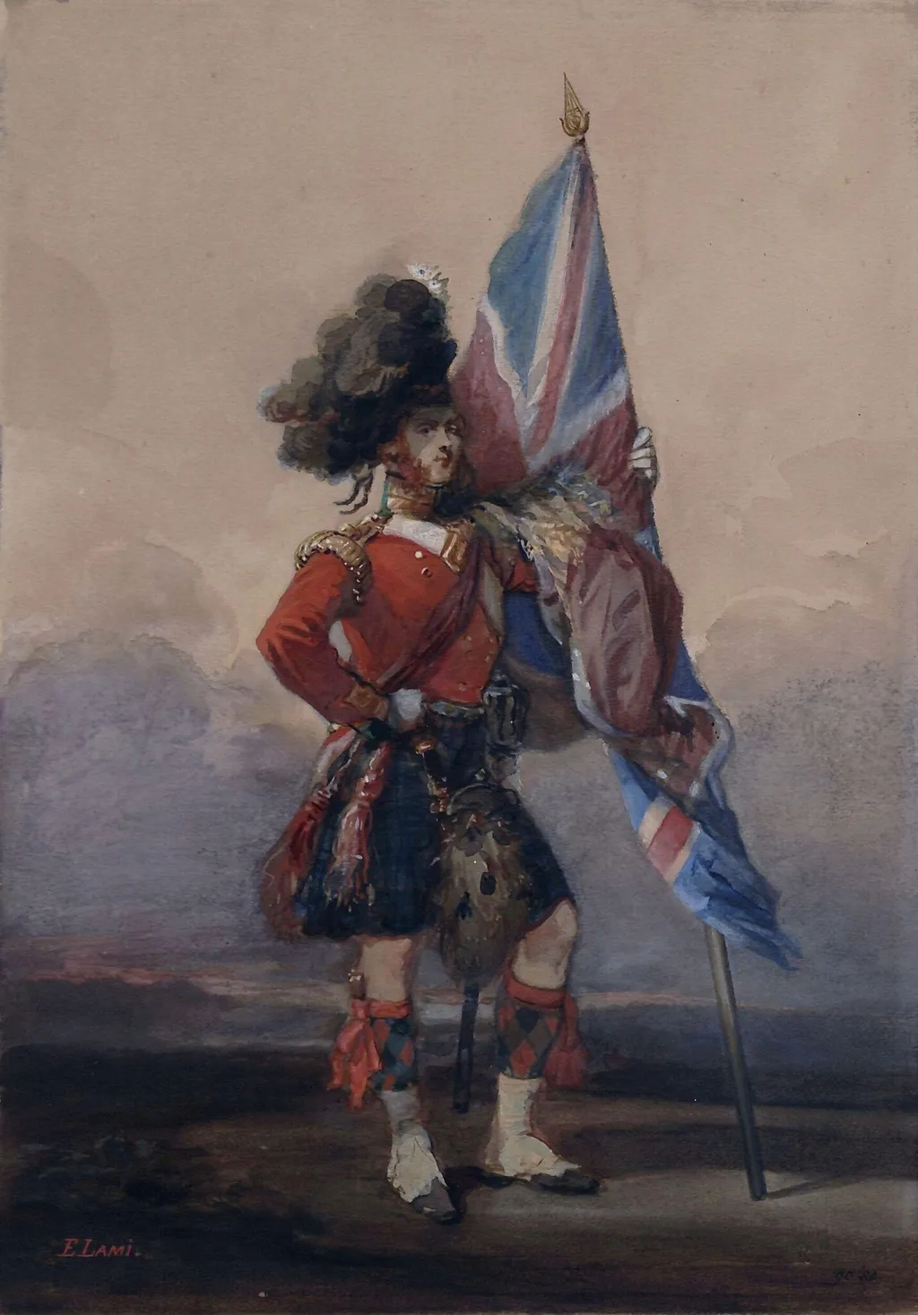 Ensign of the 79th Highlanders, by Lami, watercolor, 1850