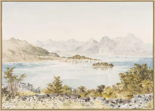 View on Lake Maggiore, by Charles Claude Pyne, watercolor, 1850