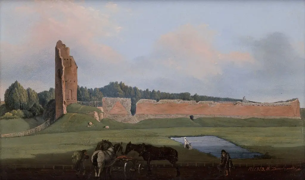 Ruins of the Miedniki Castle, by Wincenty Dmochowski, oil, 1853