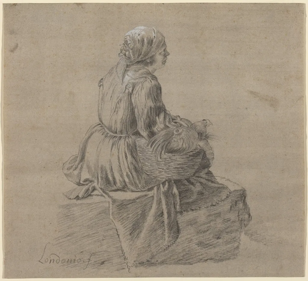Seated Peasant Woman, by Francesco Londonio, charcoal, 1753