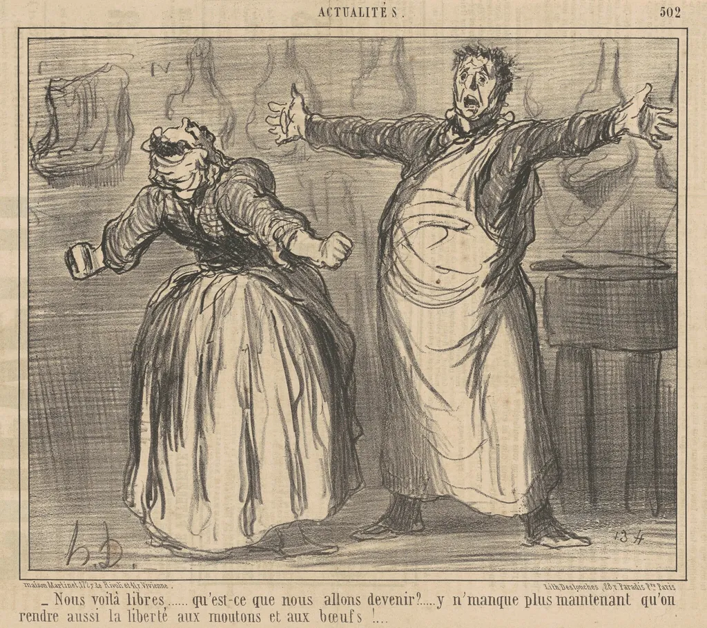 Nous voila libres ..., by Honoré Daumier, ink, 1858