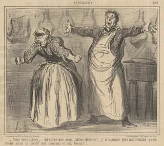 Nous voila libres ..., by Honoré Daumier, ink, 1858