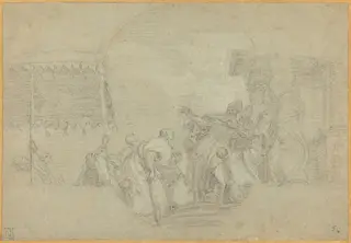 A Bishop Blessing a King, by Sebastiano Conca, chalk, 1722