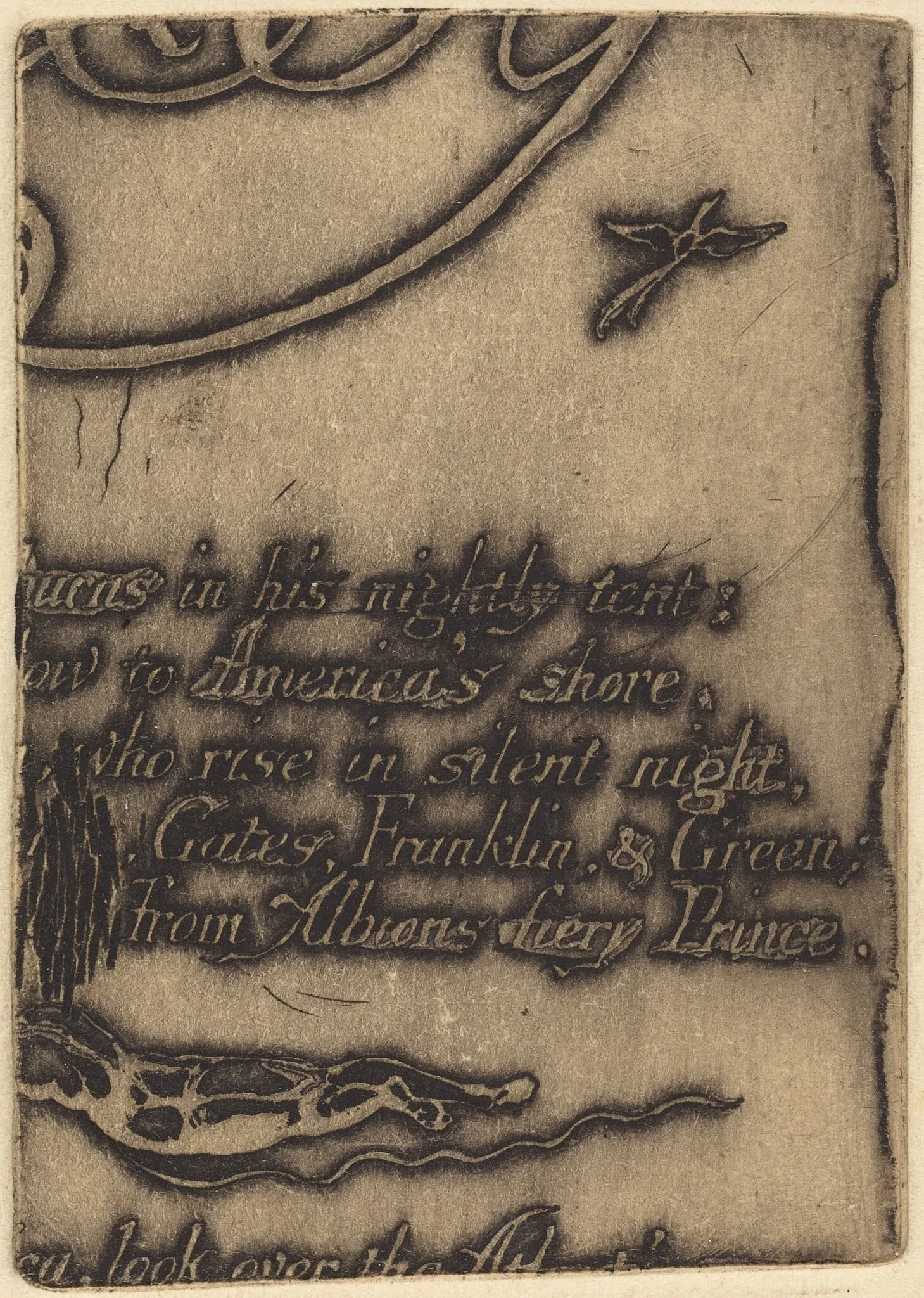 Restrike from fragment of cancelled plate for "A Prophecy", detail