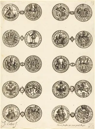 Coins [plate 7], by Jacques Callot, ink, 1630
