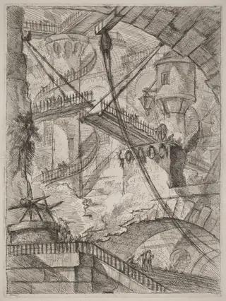 The Drawbridge, by Giovanni Battista Piranesi, ink, 1754