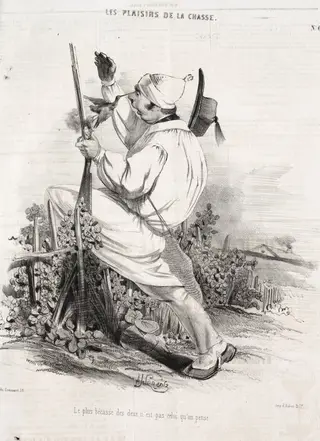 Les Plaisirs de la chasse:  Le plus bécasse des deux n'est pas celui qu'on pense, by Alade Joseph Lorentz, 1842