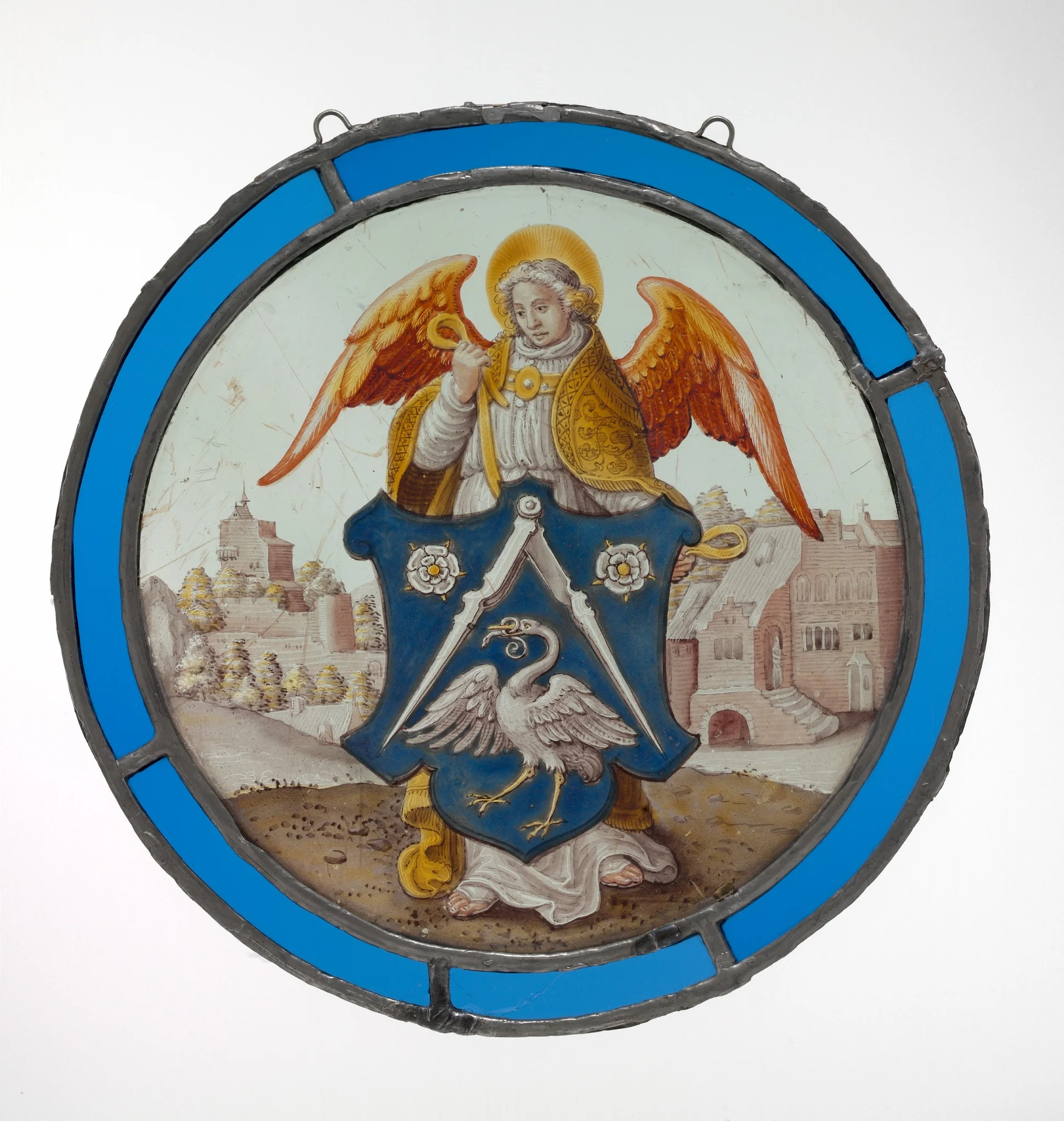 Angel Supporting a Heraldic Shield, detail